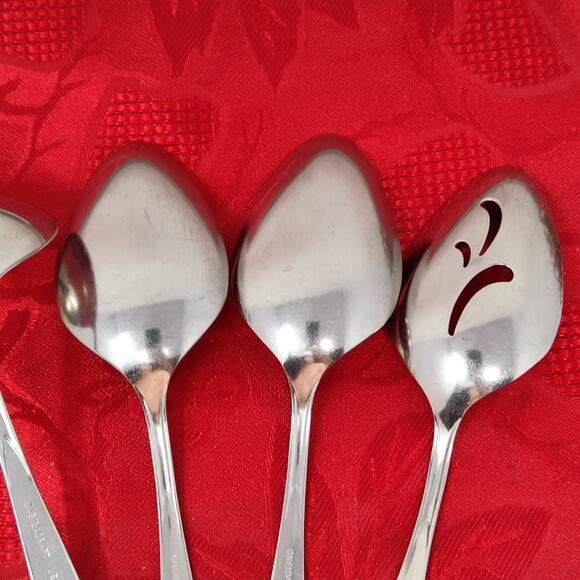 7X Serving Set Oneida Oneidacraft Deluxe Stainless Wintersong Spoons Ladle - Picture 9 of 11